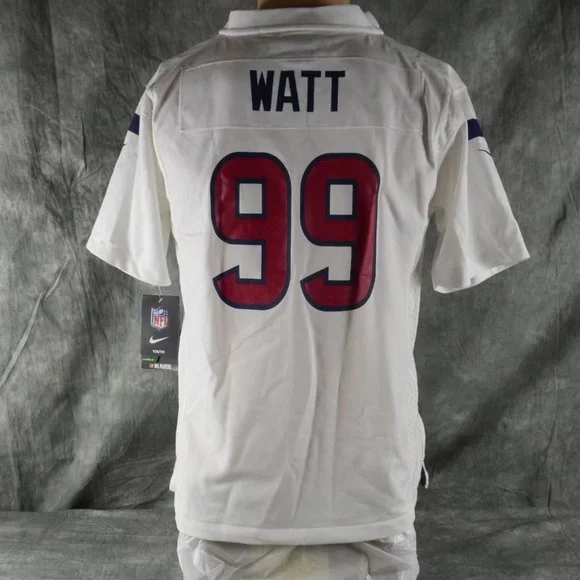 NWT NIKE 493831-Y NFL TEXANS WHITE 99 WATT SHORT SLEEVE JERSEYL